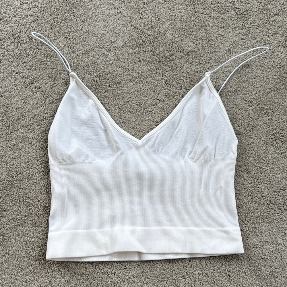 Free People White Fitted Crop bralette